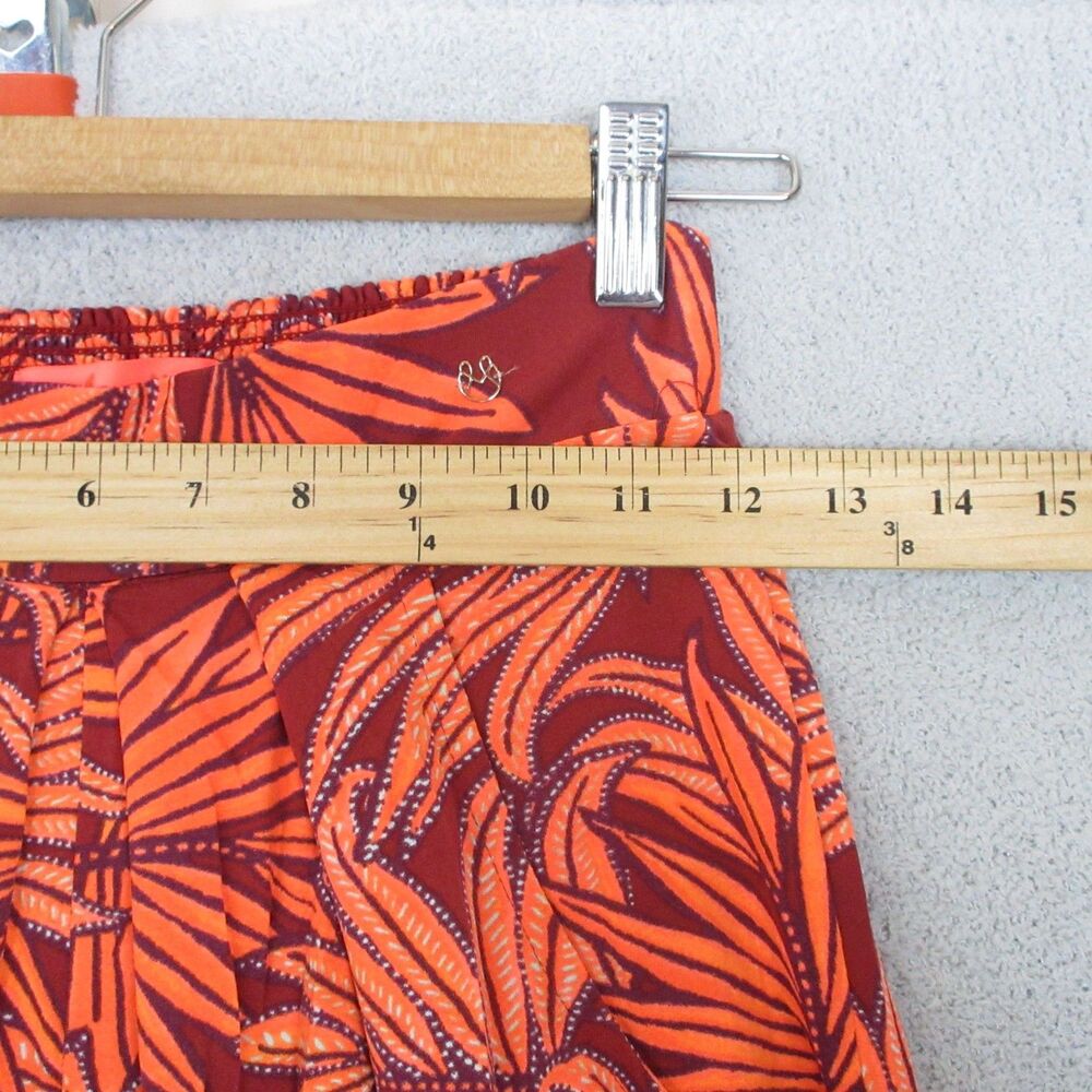 Maaji Wide Leg Pants Womens M Wide Elastic Waist Tropical Leaf Orange Maroon - Picture 3 of 10